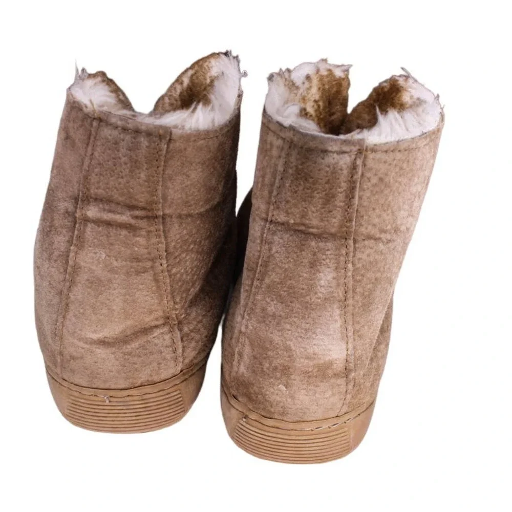Lamo Mens Suede Ankle Boots Booties Brown Leather Faux Fur Lining Slip O…